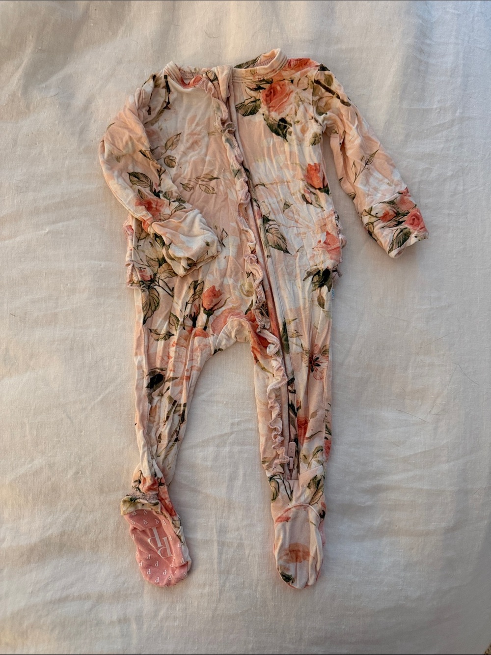 Posh Peanut Pink Floral Footed One-Piece